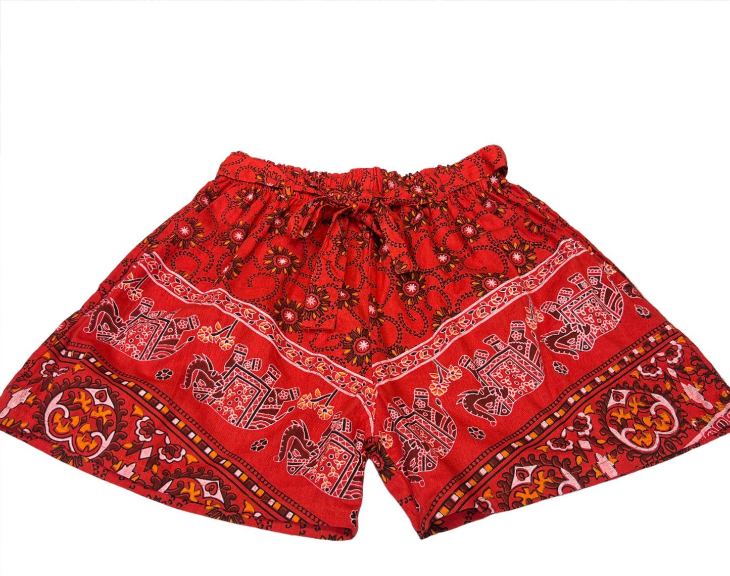 Block Print Tie Waist Shorts