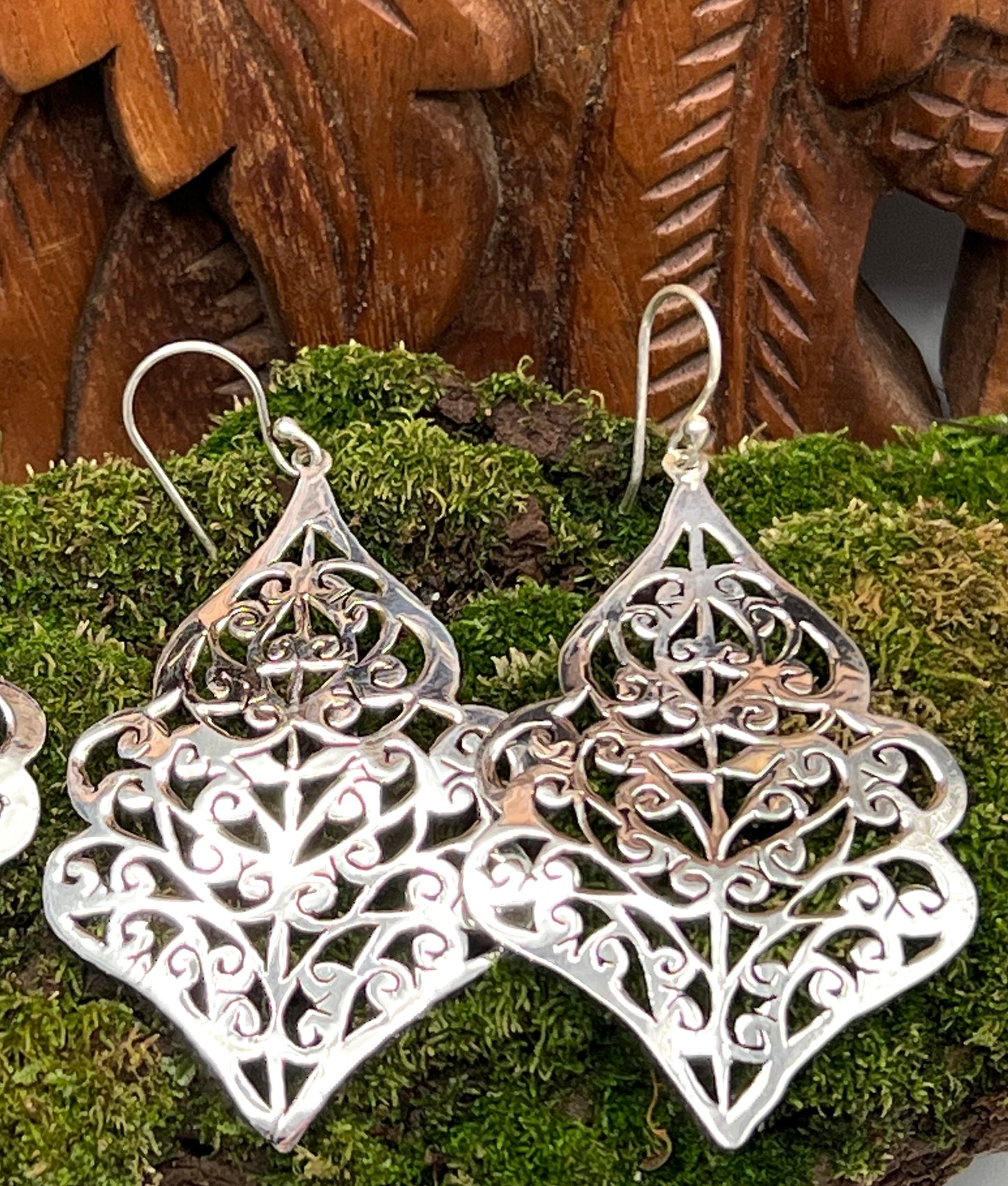 Sterling Silver Swirl Leaf Earrings