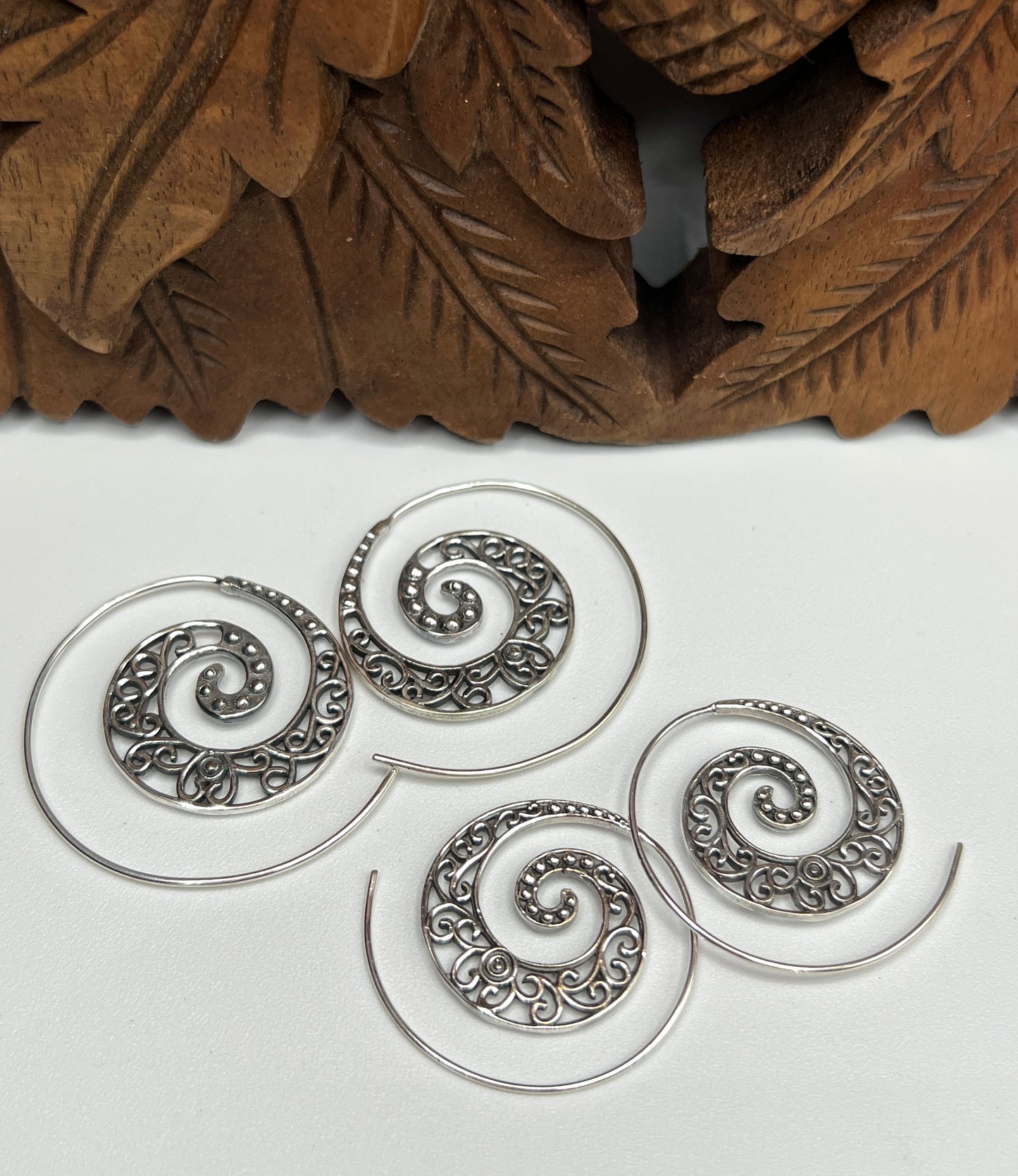 Beaded Swirl Slide Hoop Earrings