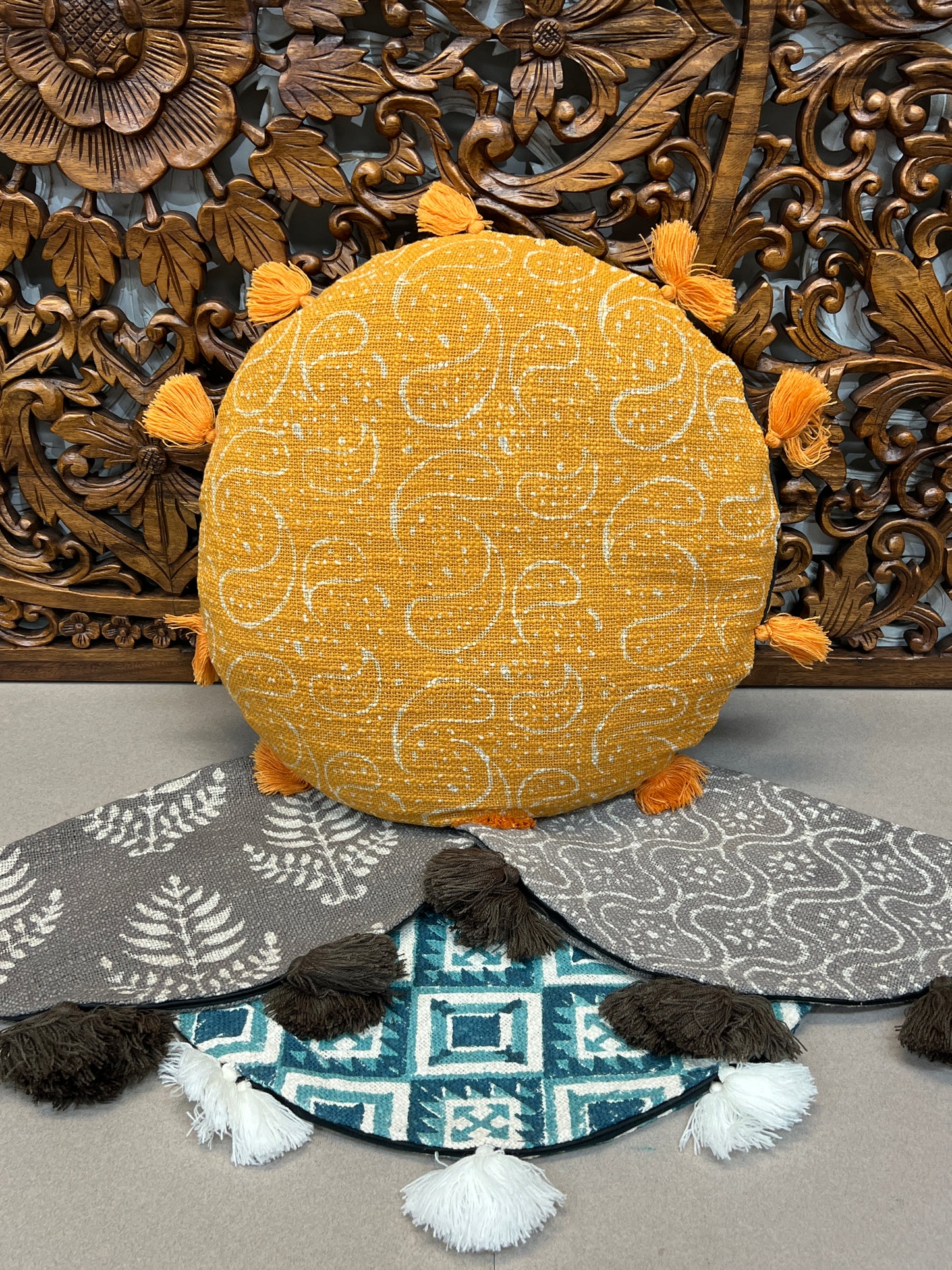 Block Print Throw Pillows | Round