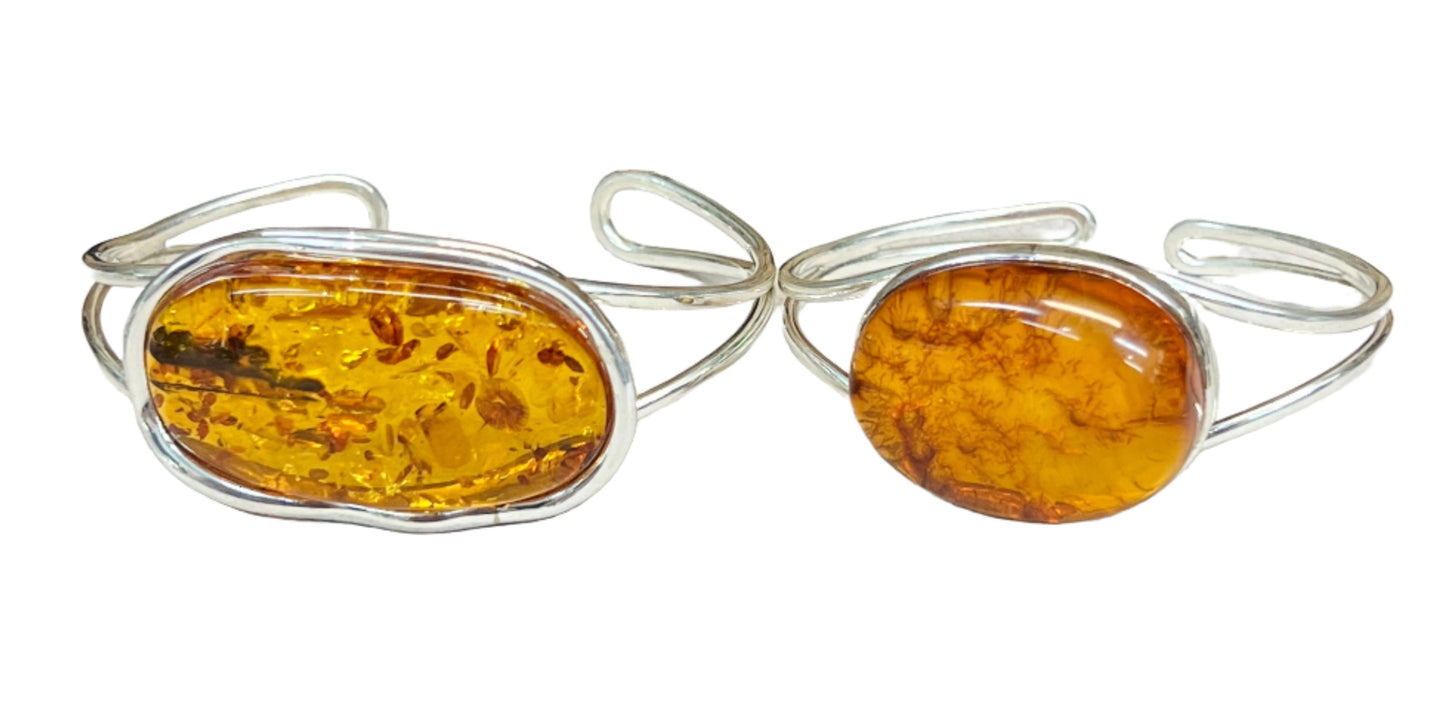 Large Sterling Silver Amber Bracelets