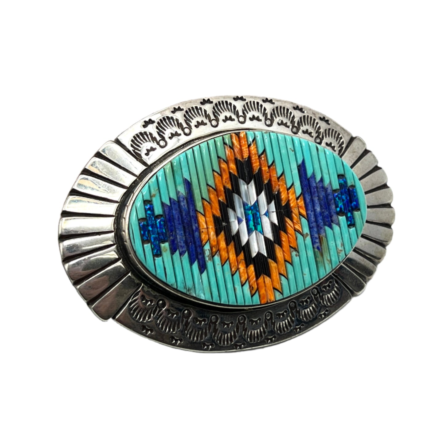 Vintage Matchstick Gemstone Belt Buckle by David Freeland