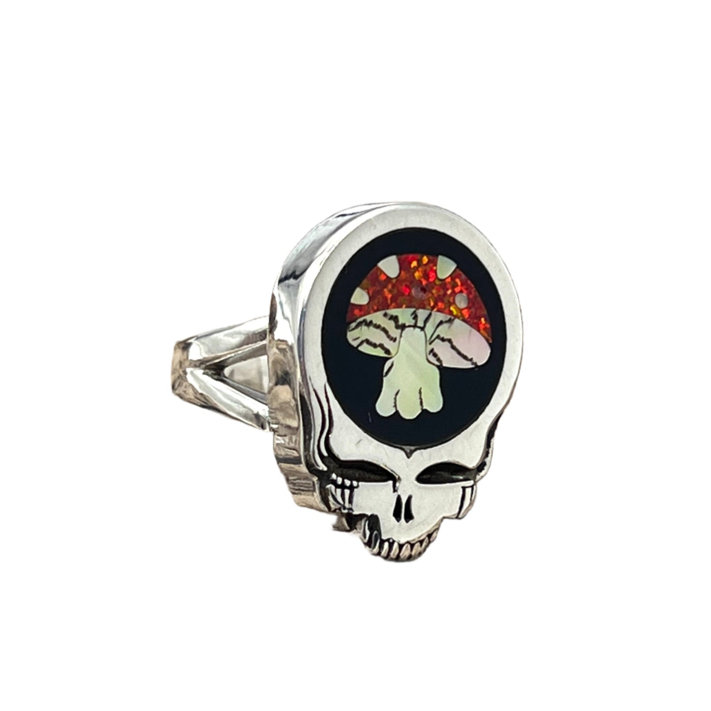 Inlaid Gemstone Grateful Dead SYF Mushroom Ring by David Freeland