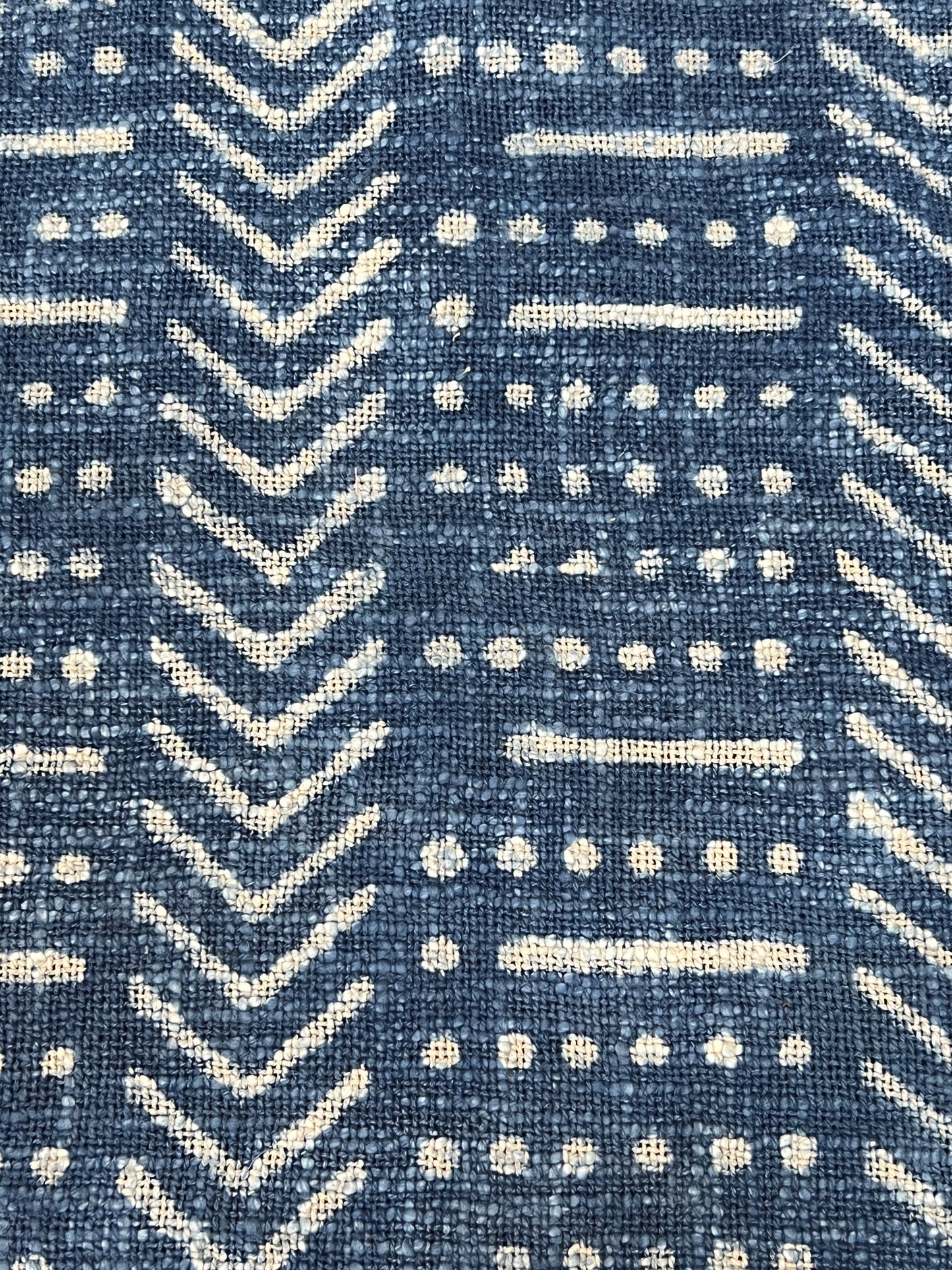 Natural Indigo Block Print Throw Pillows | Round