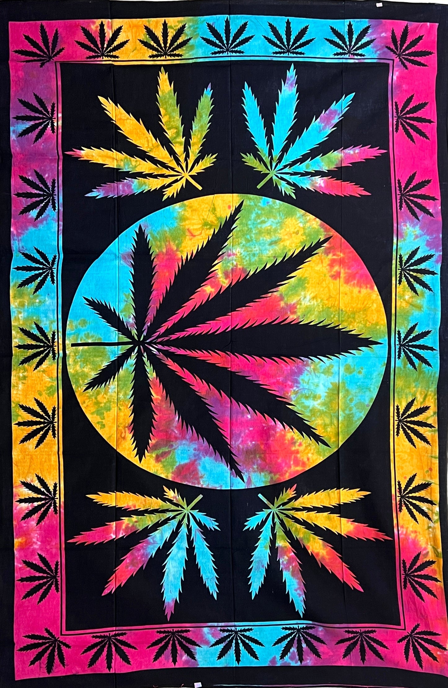 Rainbow Cannabis Leaf Tapestries