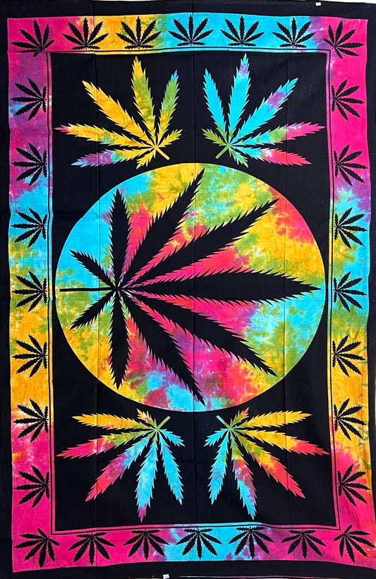 Rainbow Cannabis Leaf Tapestries