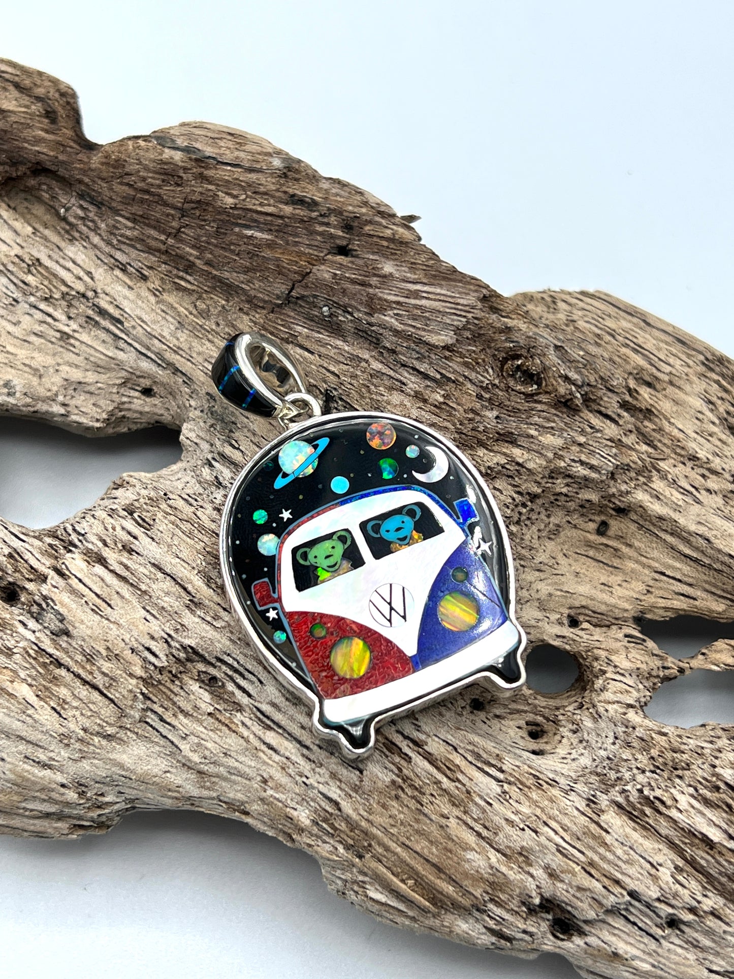 Rare Inlaid Gemstone Road Trip Pendant by David Freeland