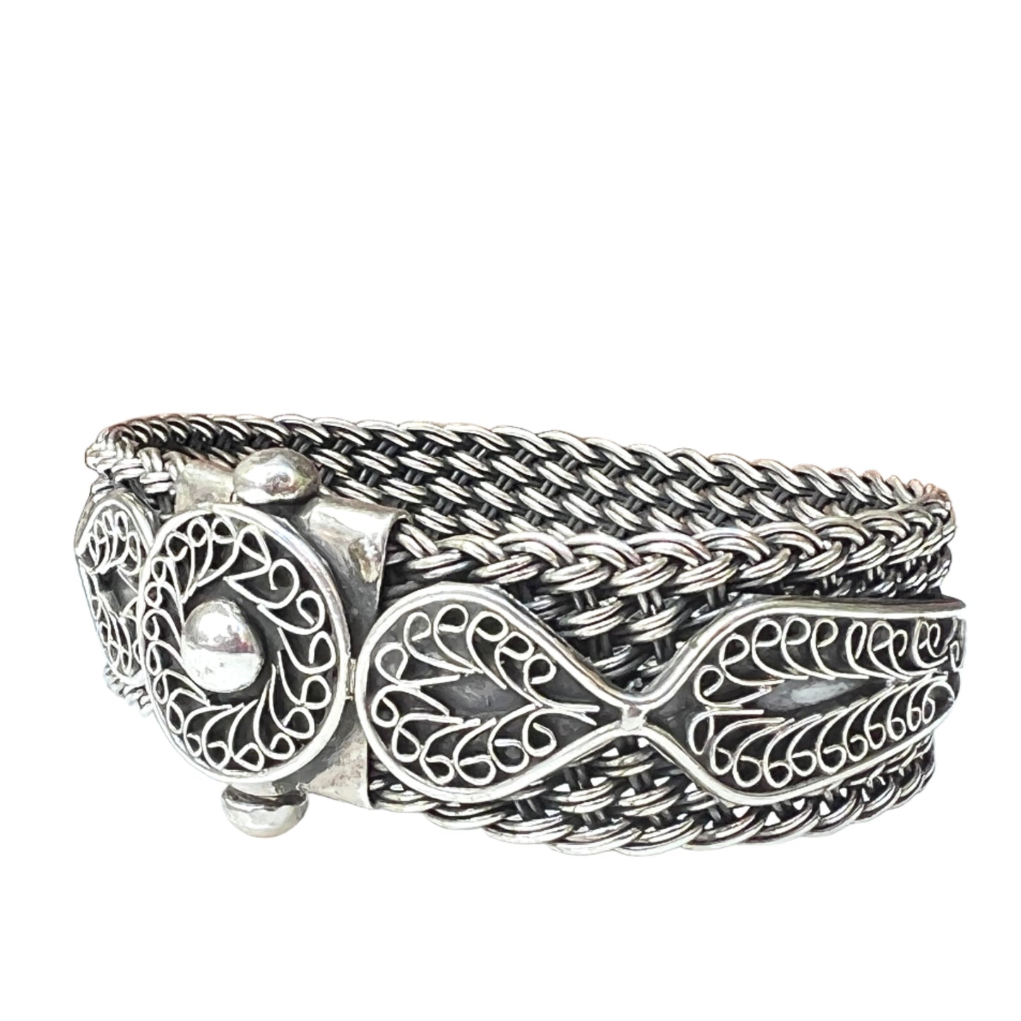 Vintage Rajasthani Sterling Silver Braided Bracelet