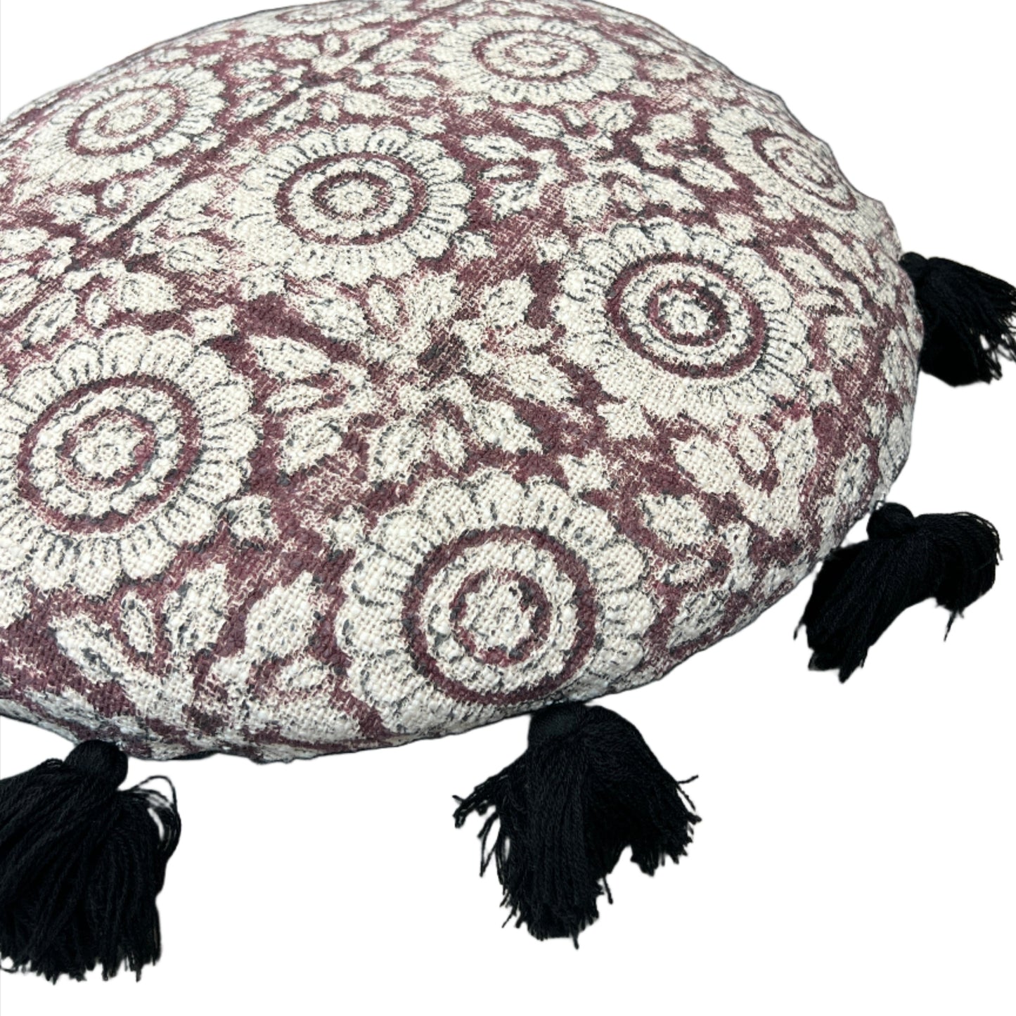 Flower Block Print Throw Pillows | Round