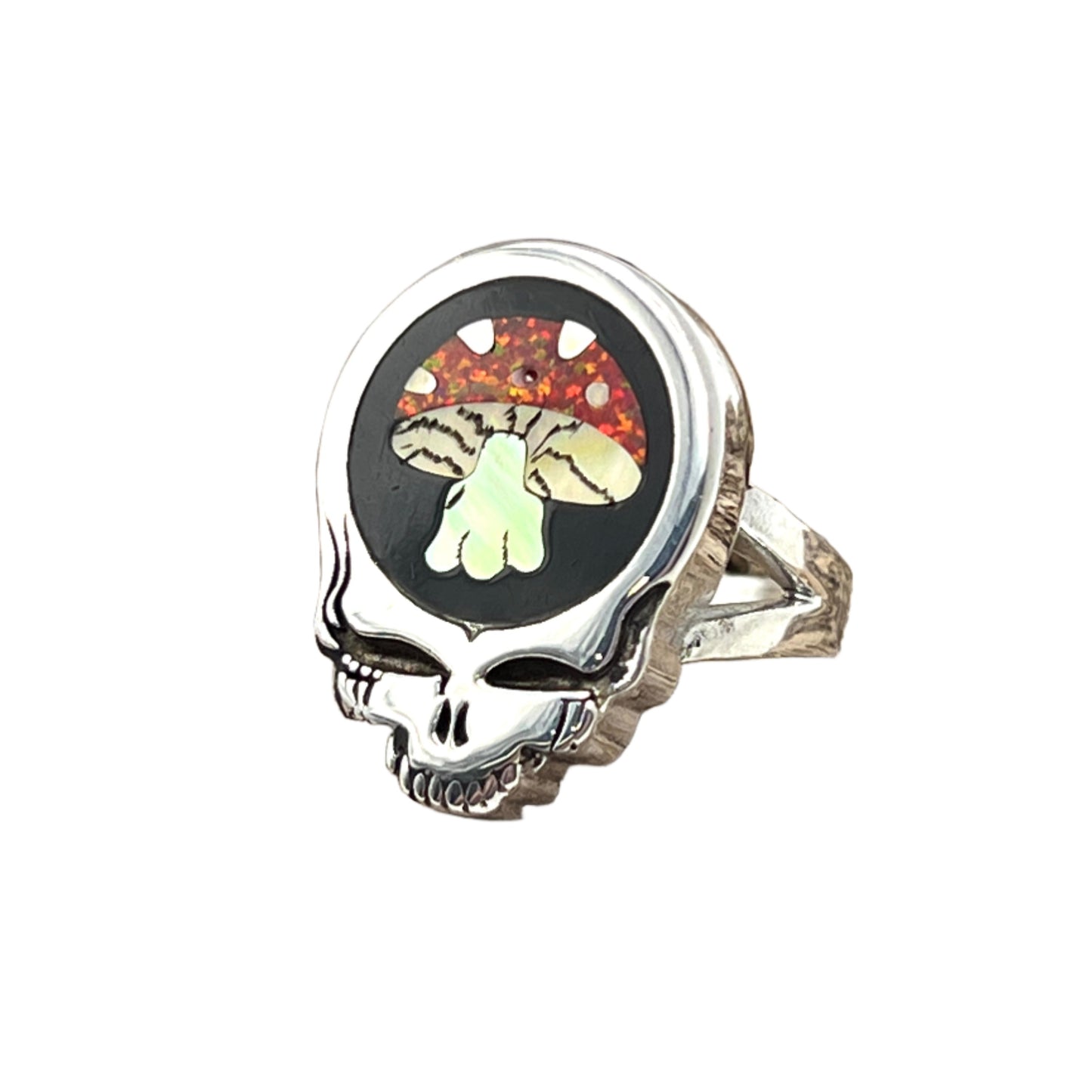 Inlaid Gemstone Grateful Dead SYF Mushroom Ring by David Freeland