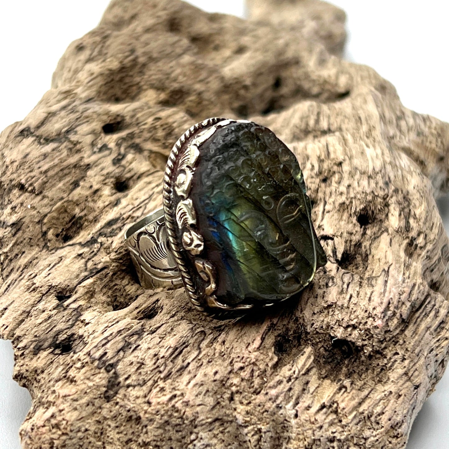 Labradorite Buddha Rings
