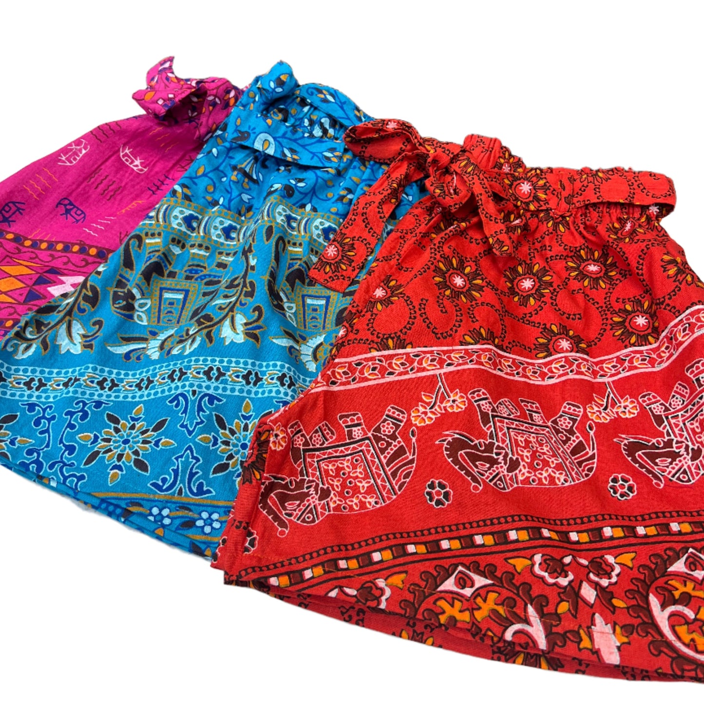 Block Print Tie Waist Shorts