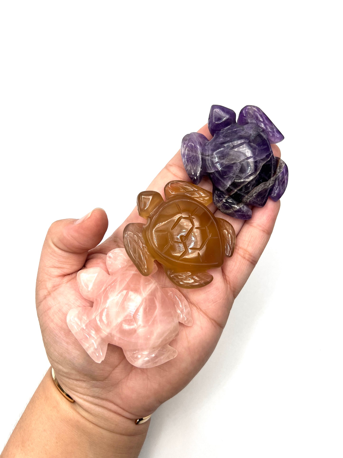Hand Carved Gemstone Turtles