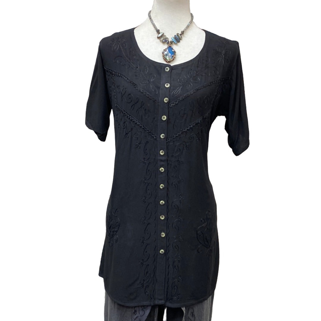 Embroidered Button Up Top