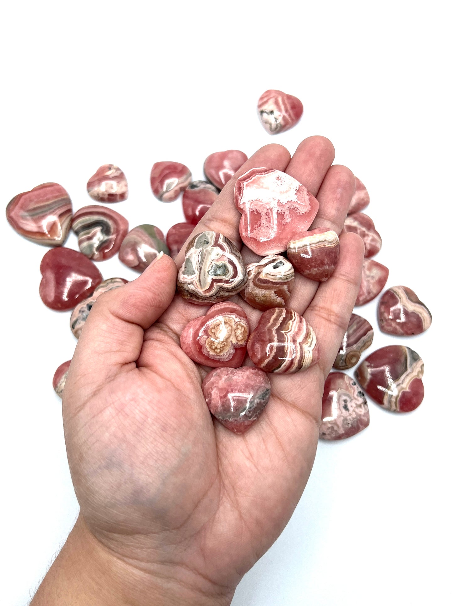 Rhodochrosite Pocket Hearts Stones