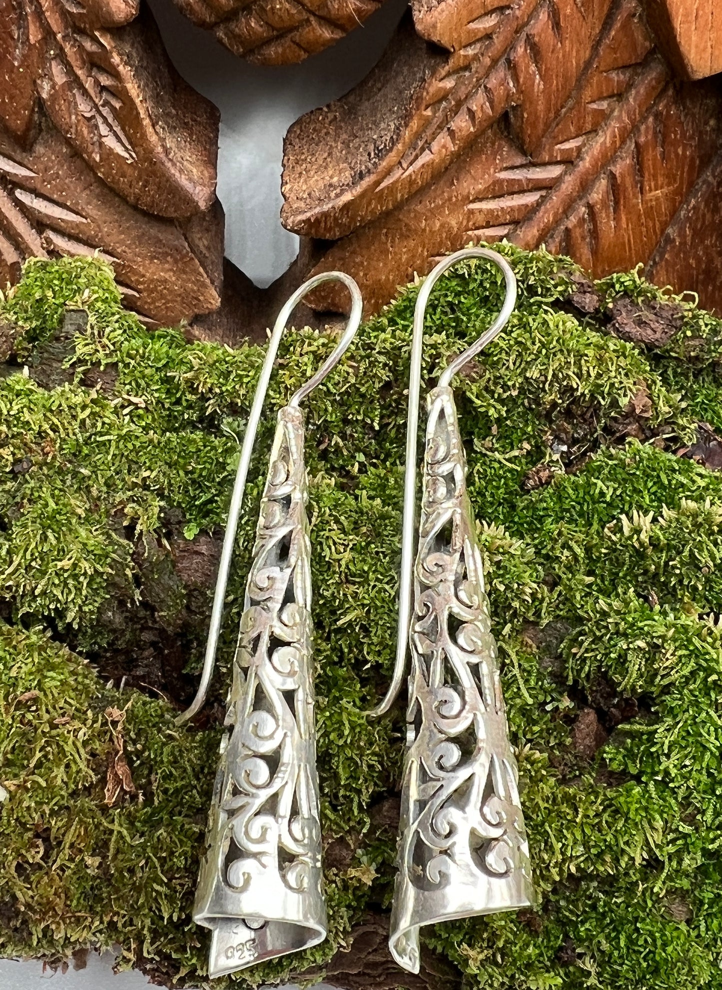 Sterling Silver Swirl Cone Earrings