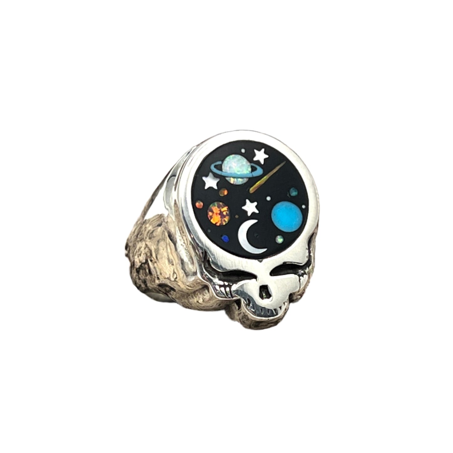 Inlaid Gemstone Grateful Dead SYF Galaxy Rings by David Freeland