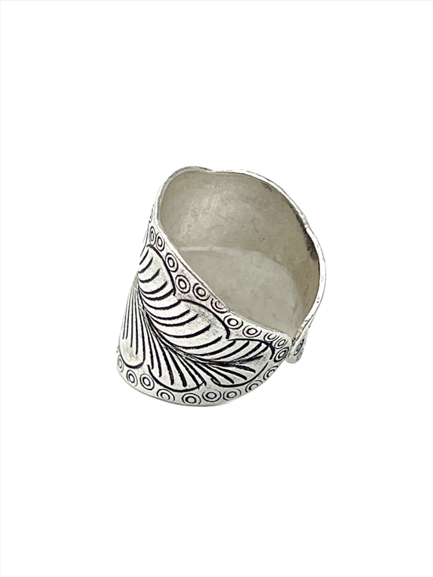 Sterling Silver Hill Tribe Beaded Leaf Ring