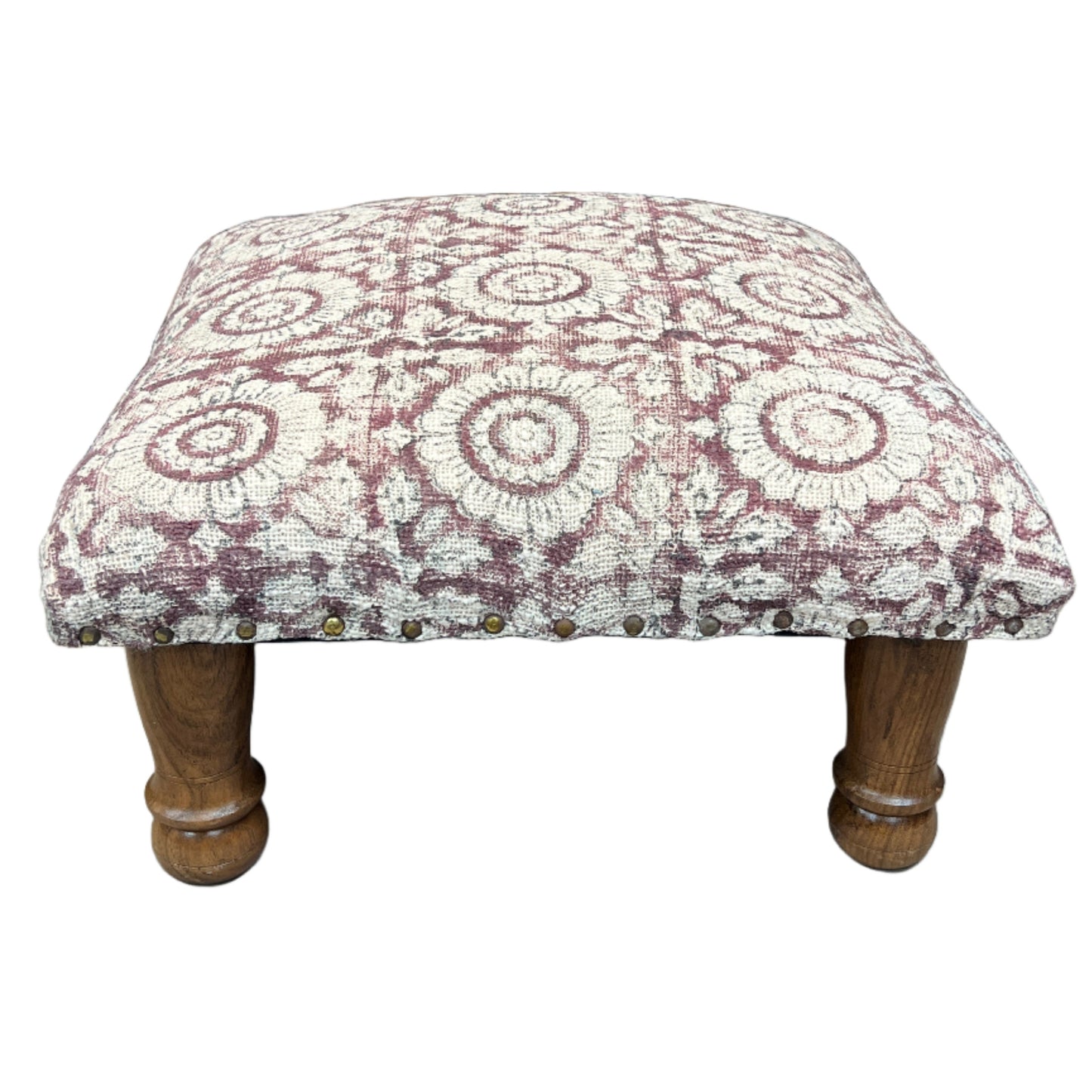 Flower Block Print Foot Stool | Square