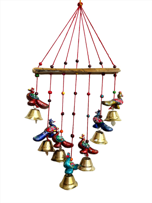 Rajasthani Hand Painted Hanging Bells with Peacocks or Ganesh