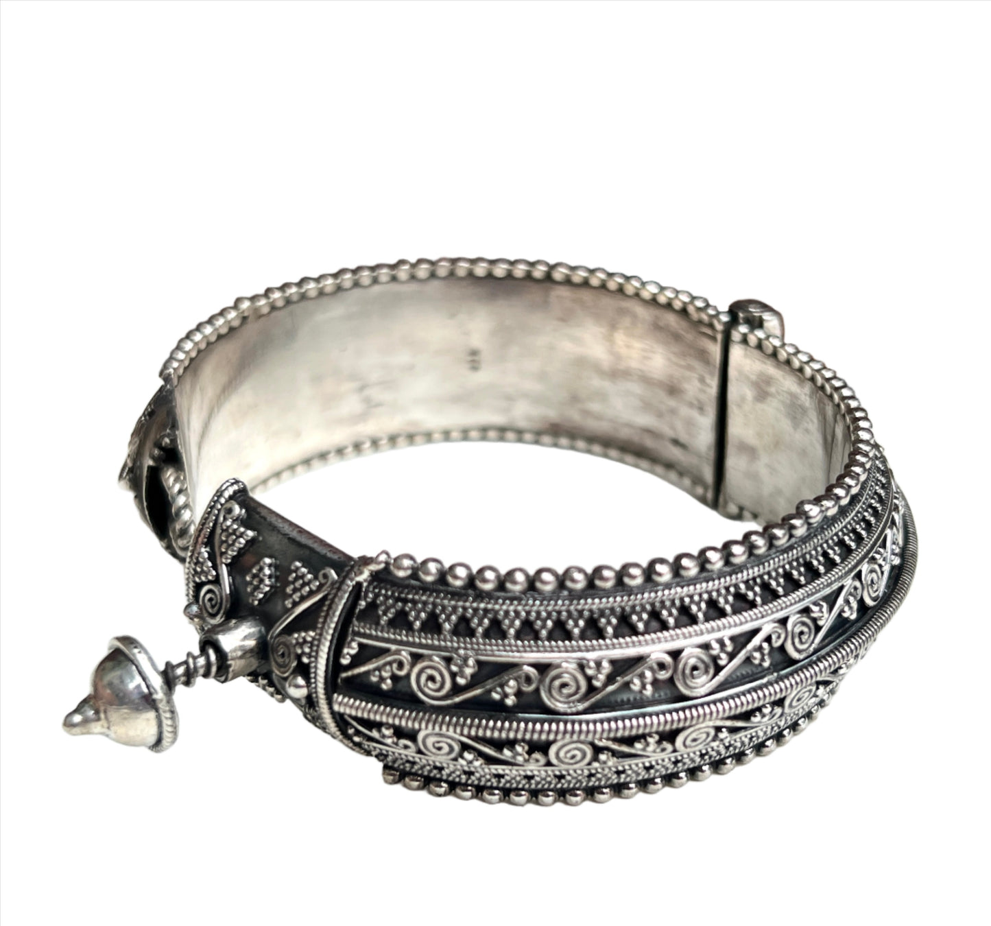 Vintage Rajasthani Sterling Silver Studded Bracelet