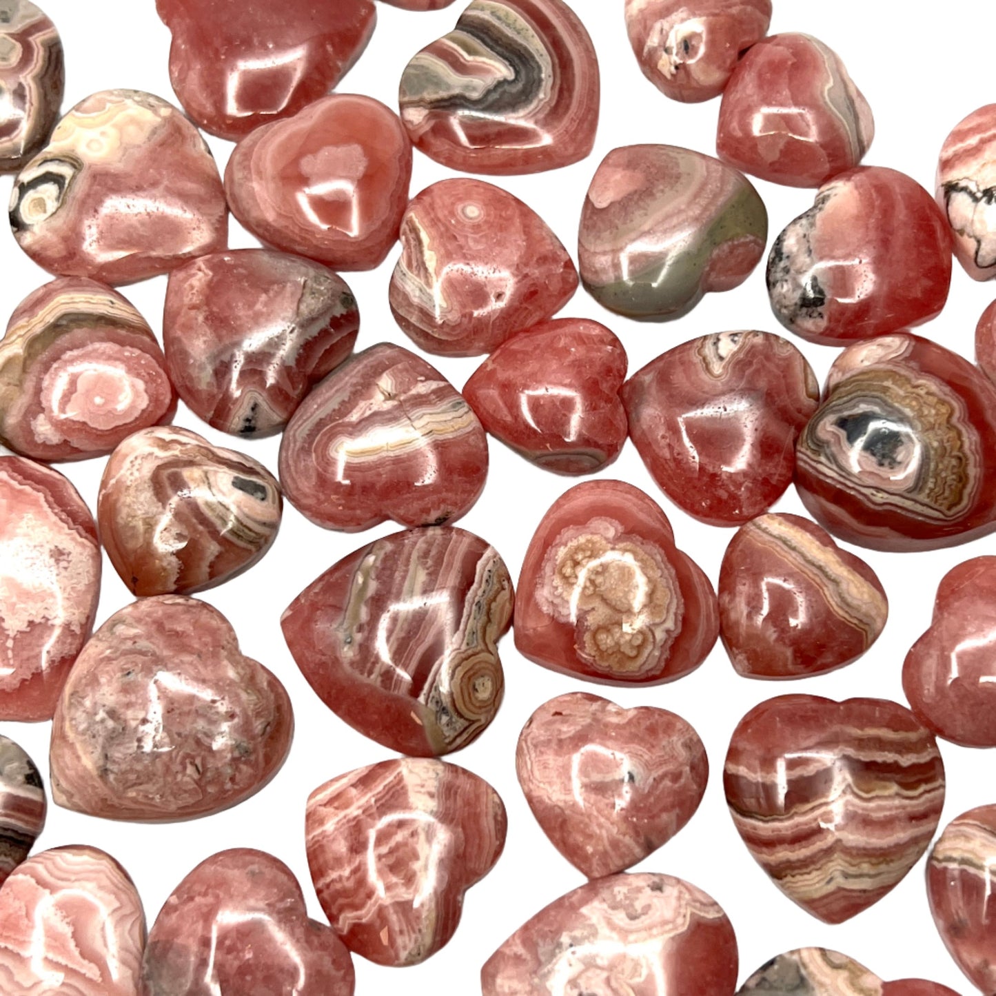 Rhodochrosite Pocket Hearts Stones