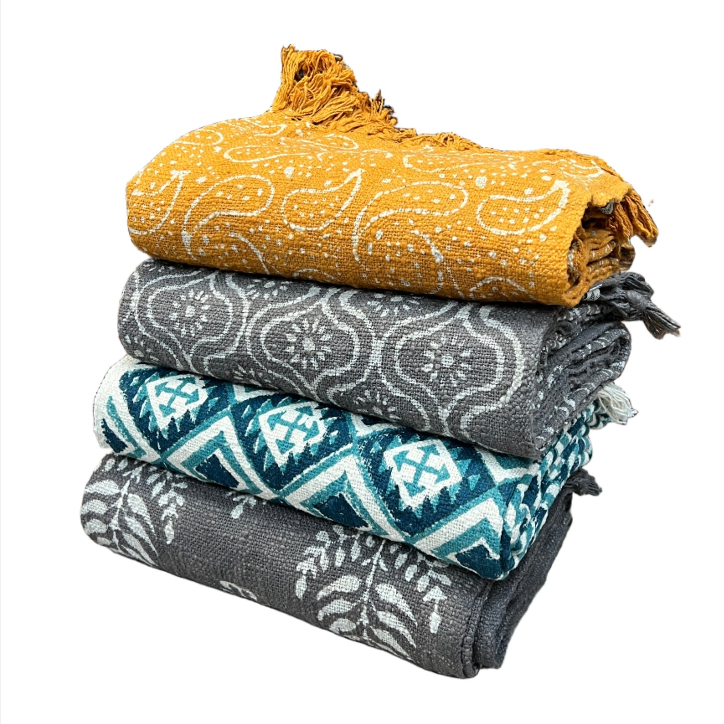 Handloomed Block Print Throw Blanket