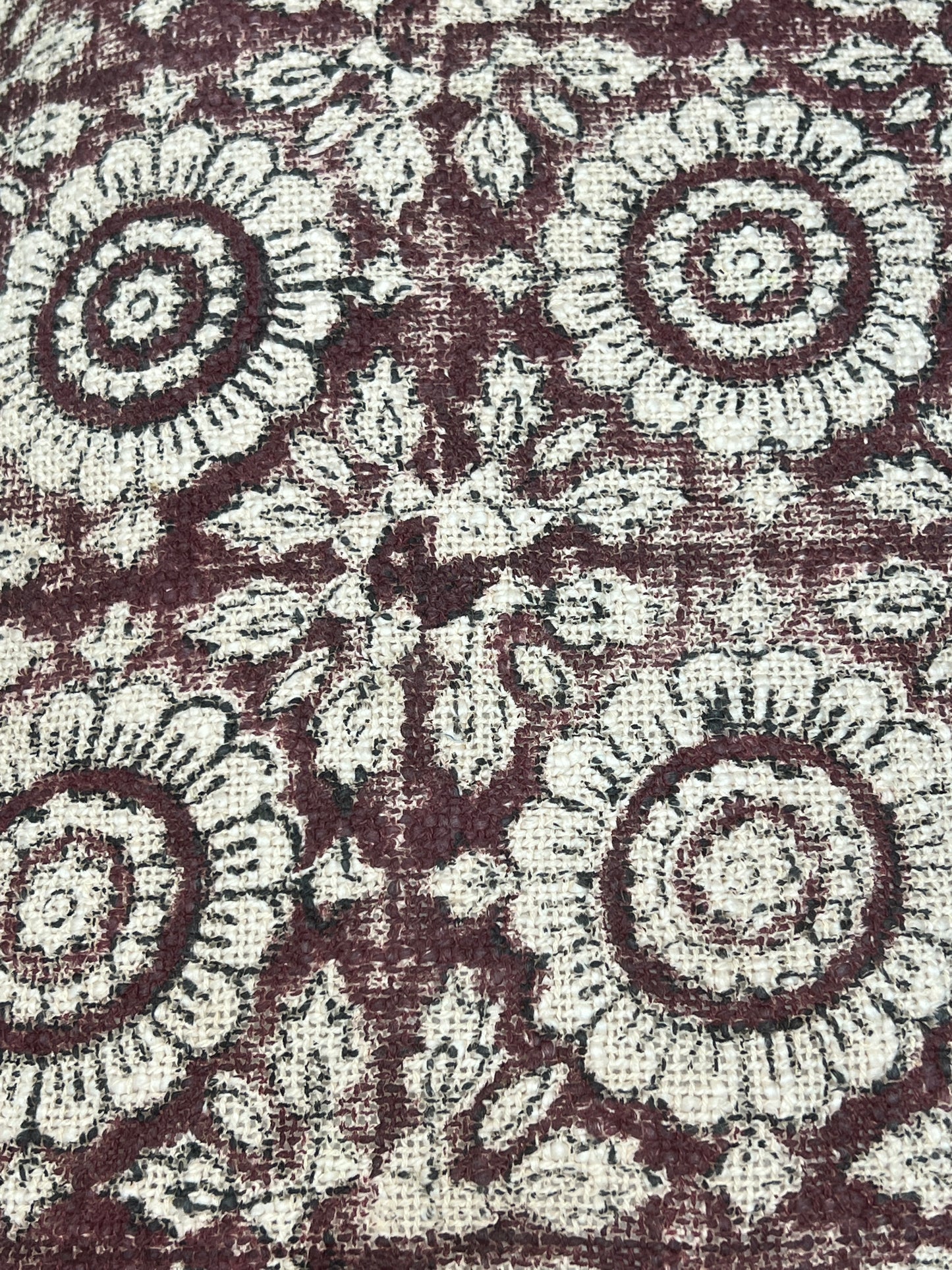 Flower Block Print Foot Stool | Square