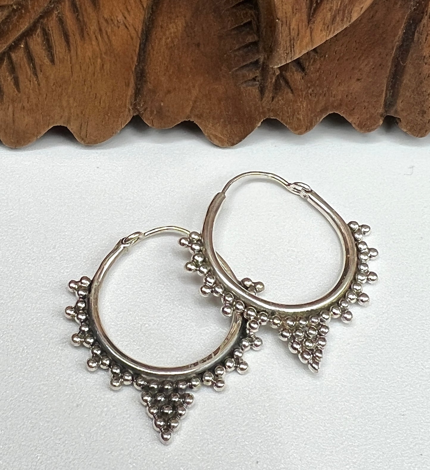 Small Beaded Decorative Hoop Earrings