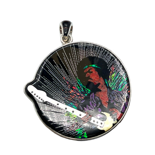 Rare Inlaid Gemstone Jimi Hendrix Pendant by David Freeland