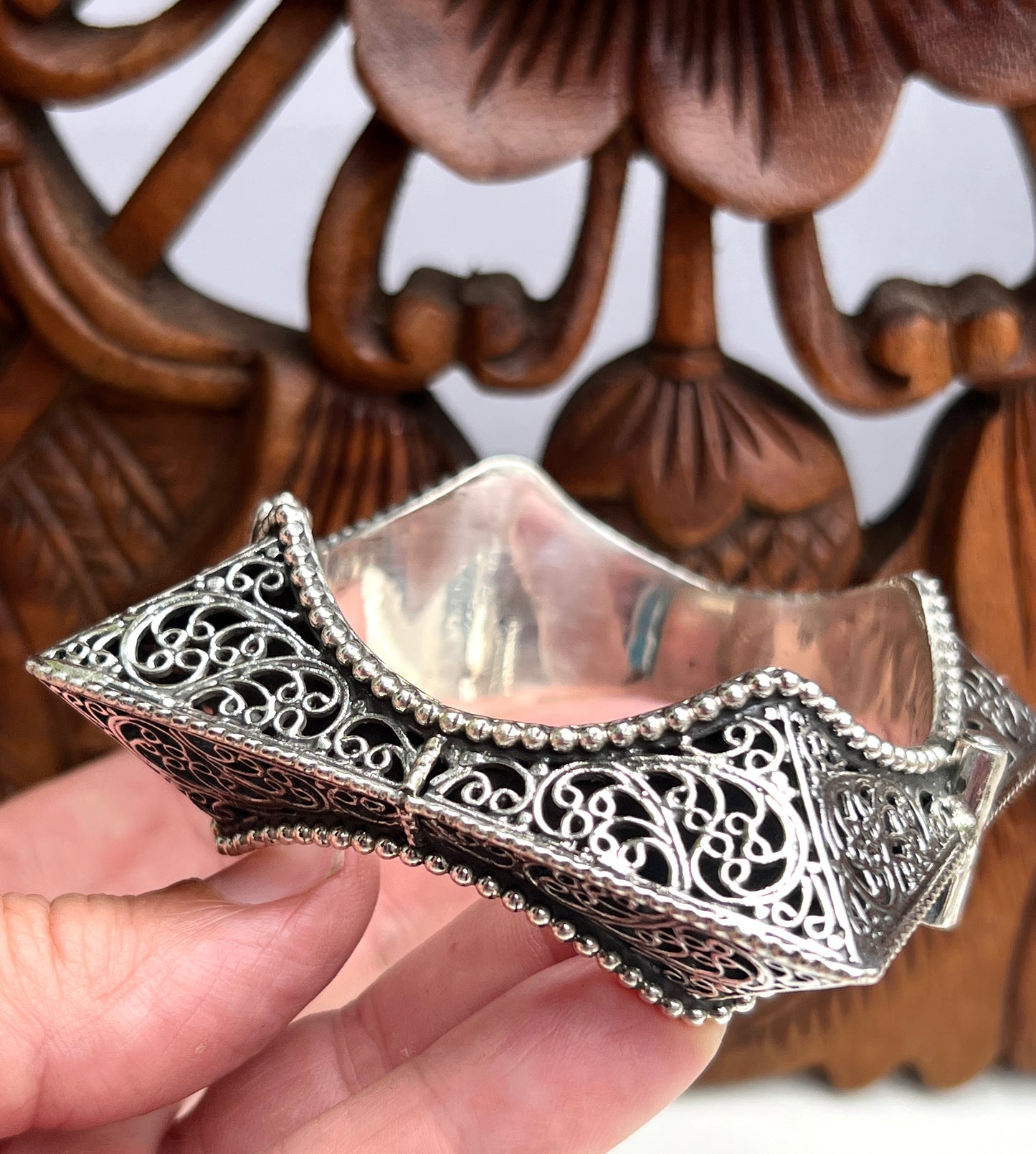 Vintage Rajasthani Sterling Silver Square Kada Bracelet