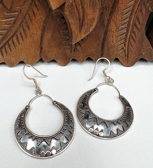 Oxidized Silver Tribal Earrings