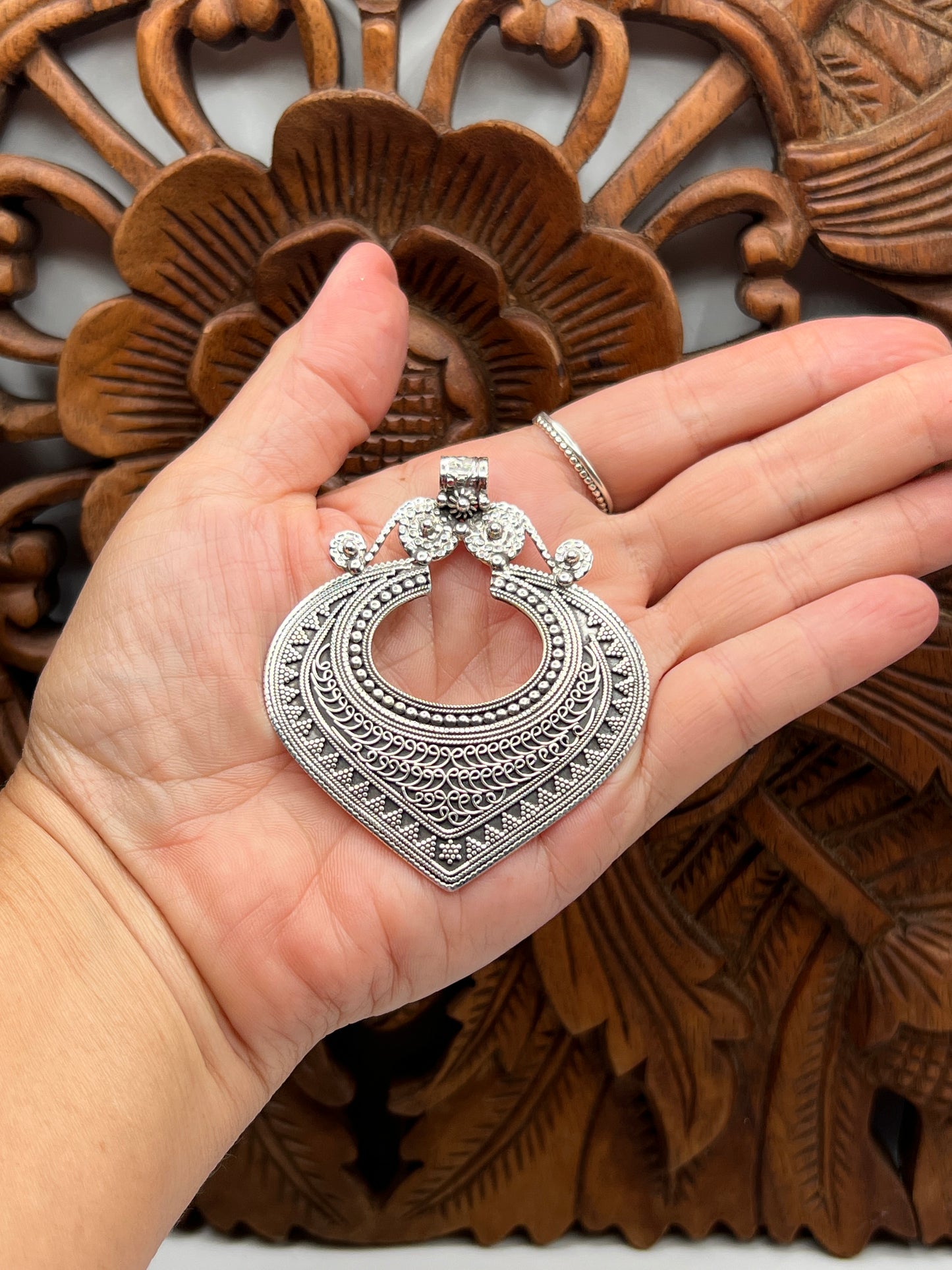 Oxidized Silver Large Tribal Pedants