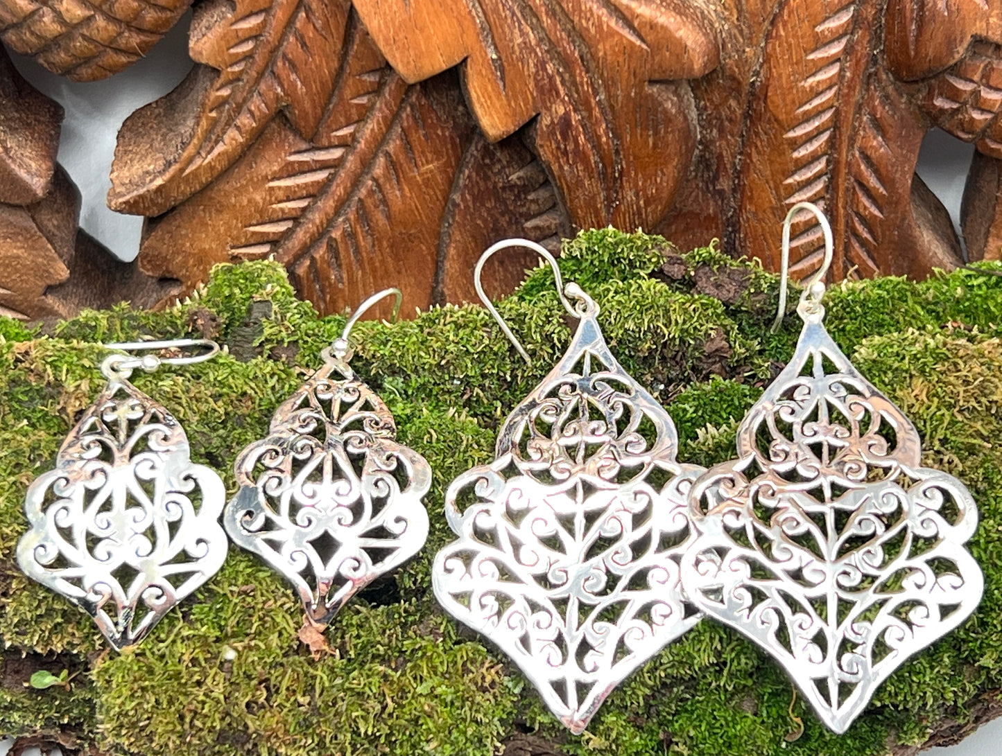 Sterling Silver Swirl Leaf Earrings