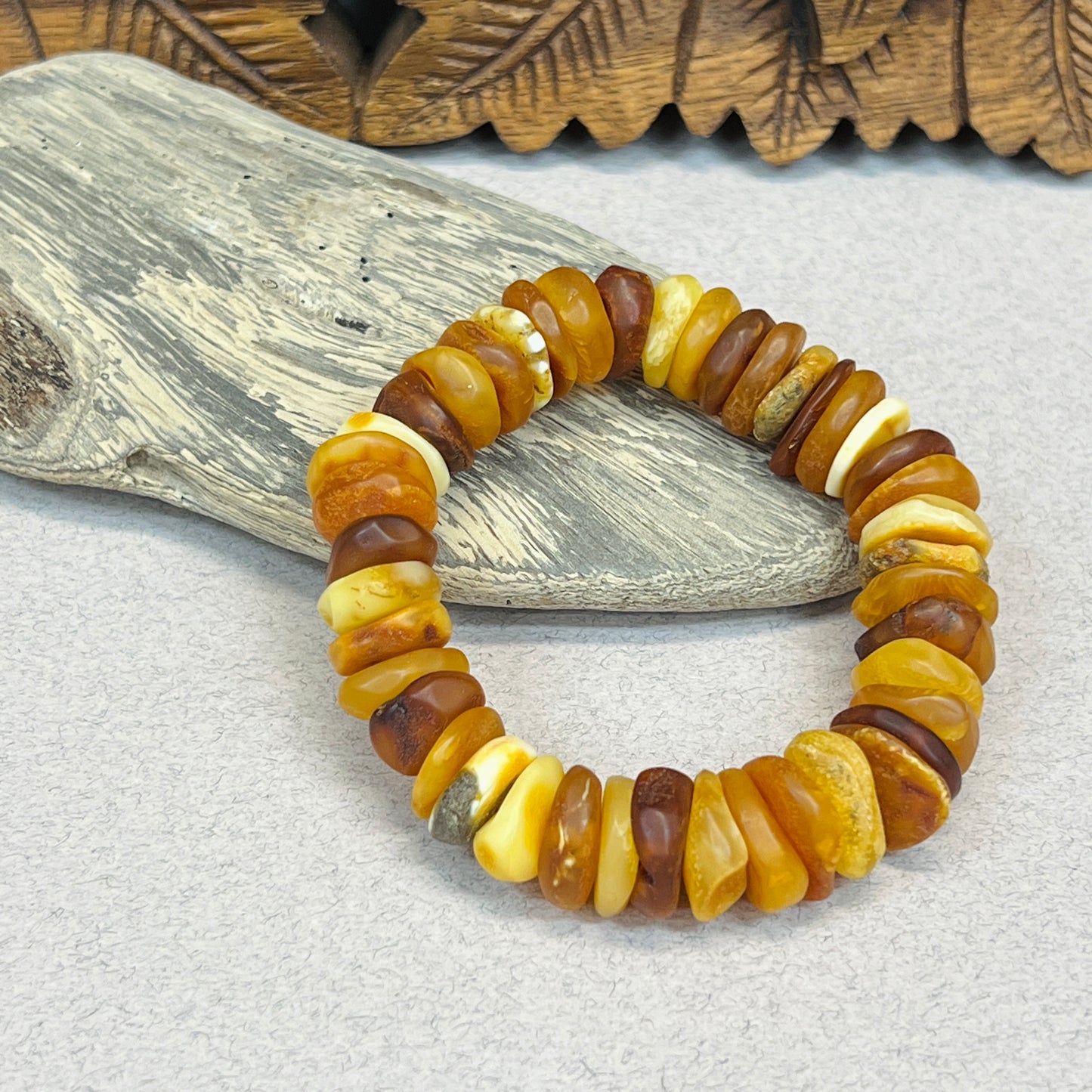 Large Unpolished Multi Amber Stretchy Bracelets