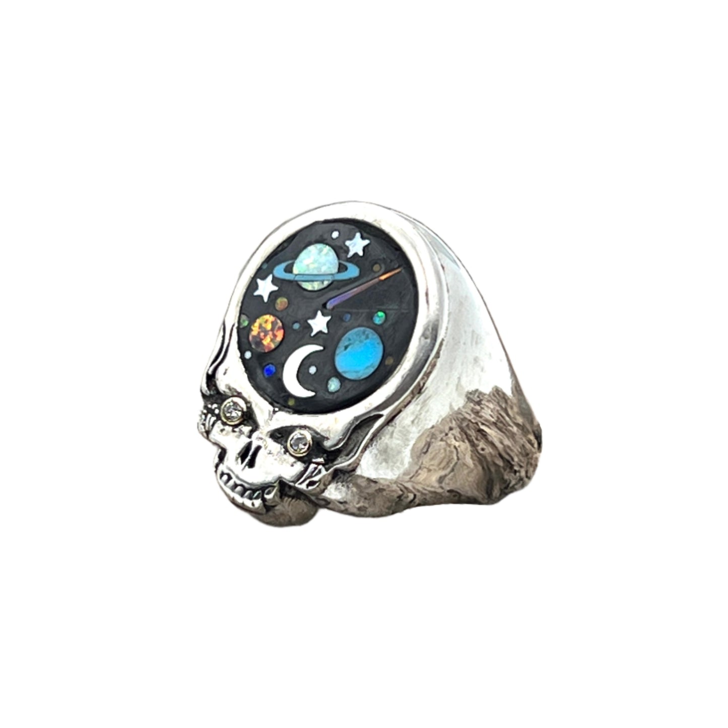 Inlaid Gemstone Grateful Dead SYF Galaxy Rings by David Freeland