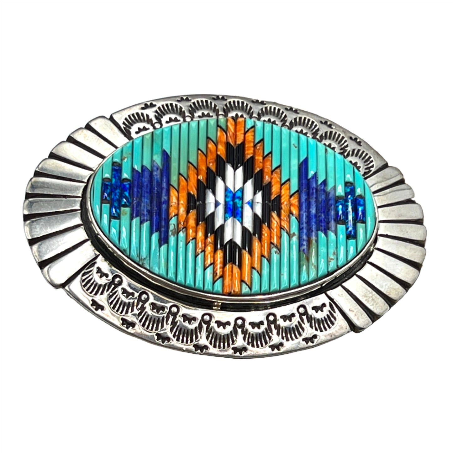 Vintage Matchstick Gemstone Belt Buckle by David Freeland