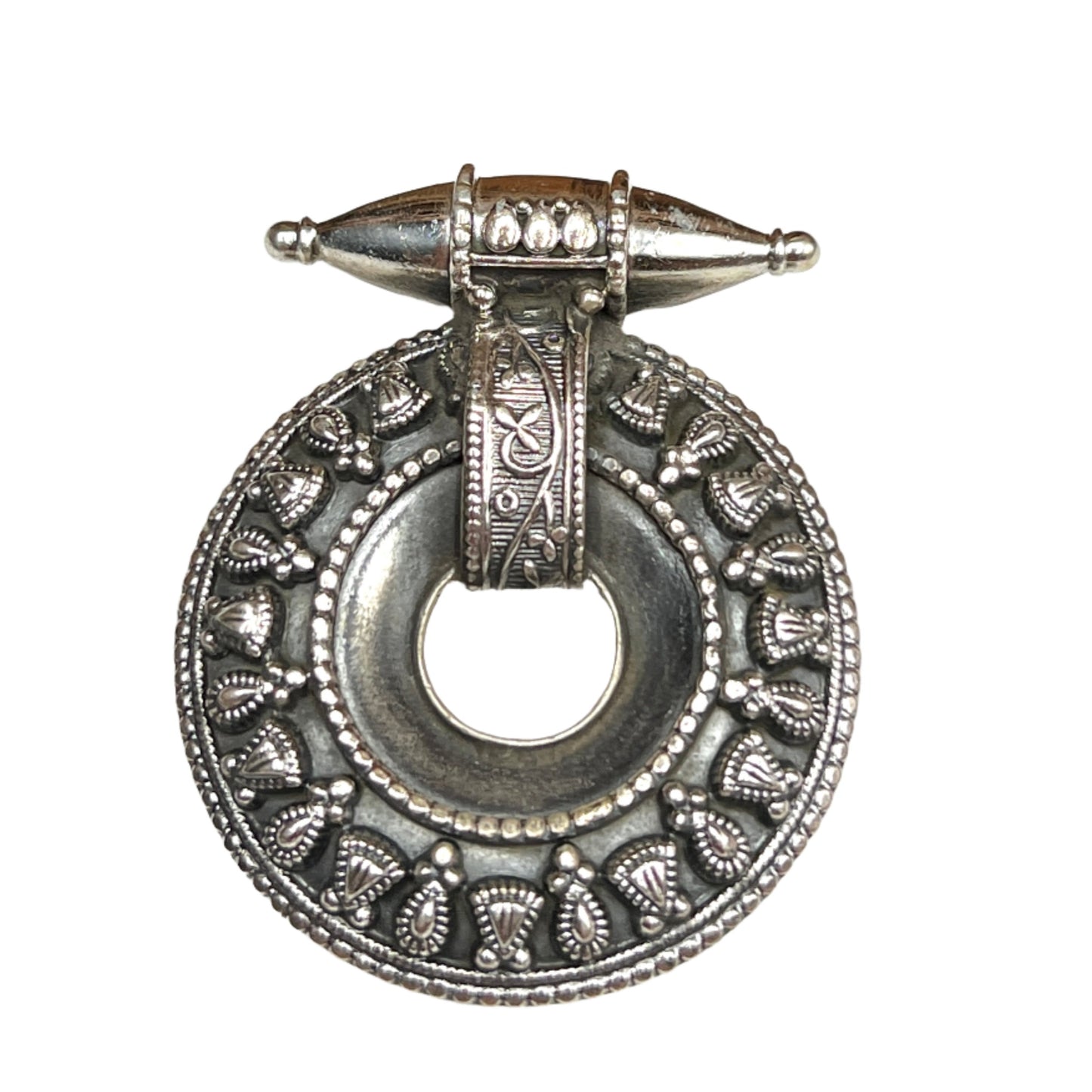 Large Oxidized Silver Shield Tribal Pedants