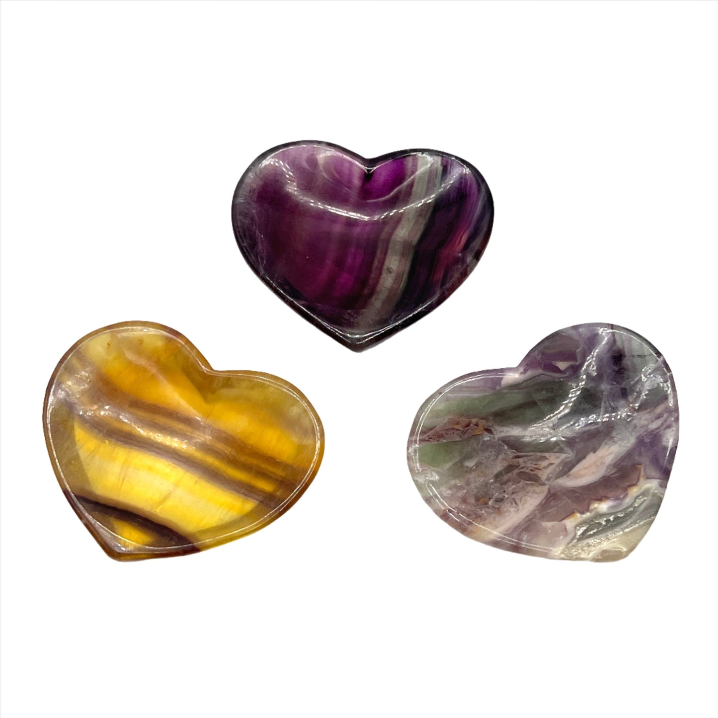 Fluorite Carved Heart Offering Bowls