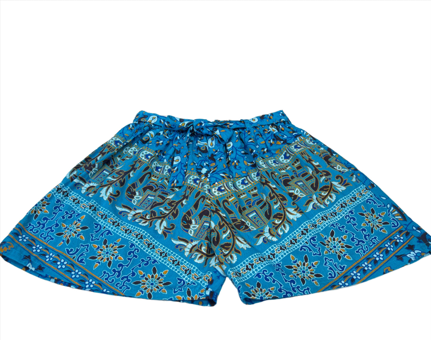 Block Print Tie Waist Shorts