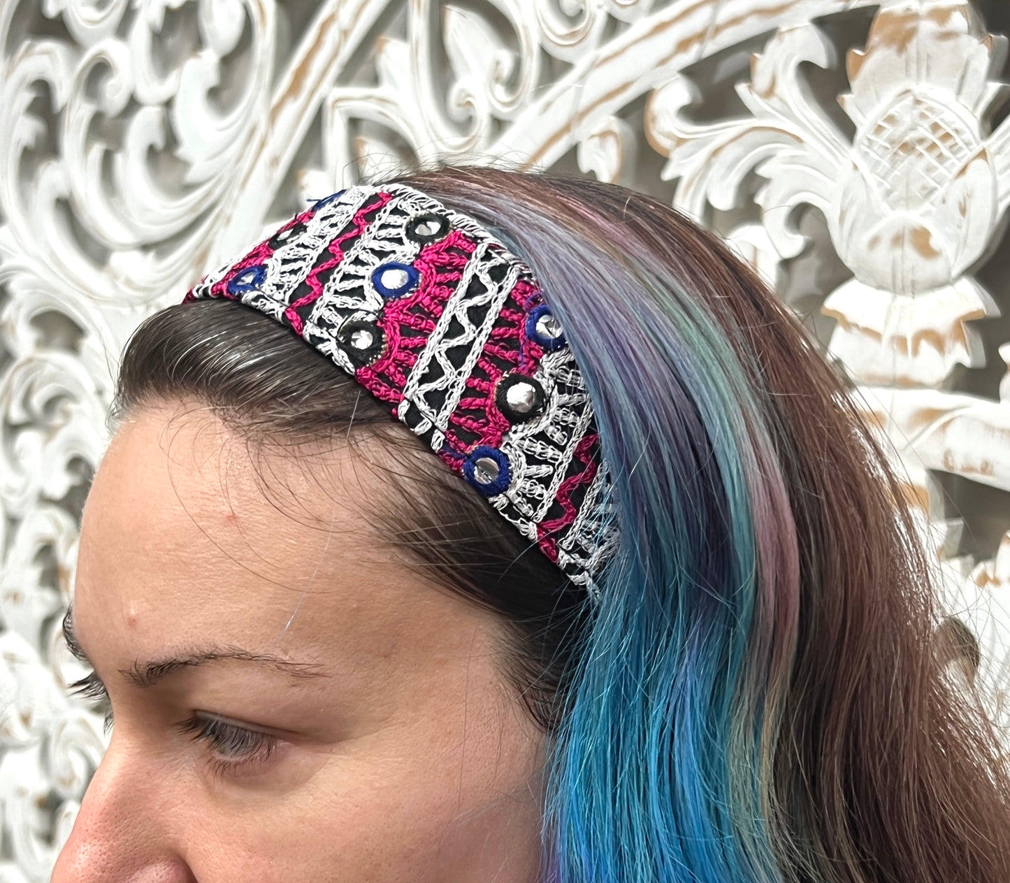 Geometric Embroidered Headband