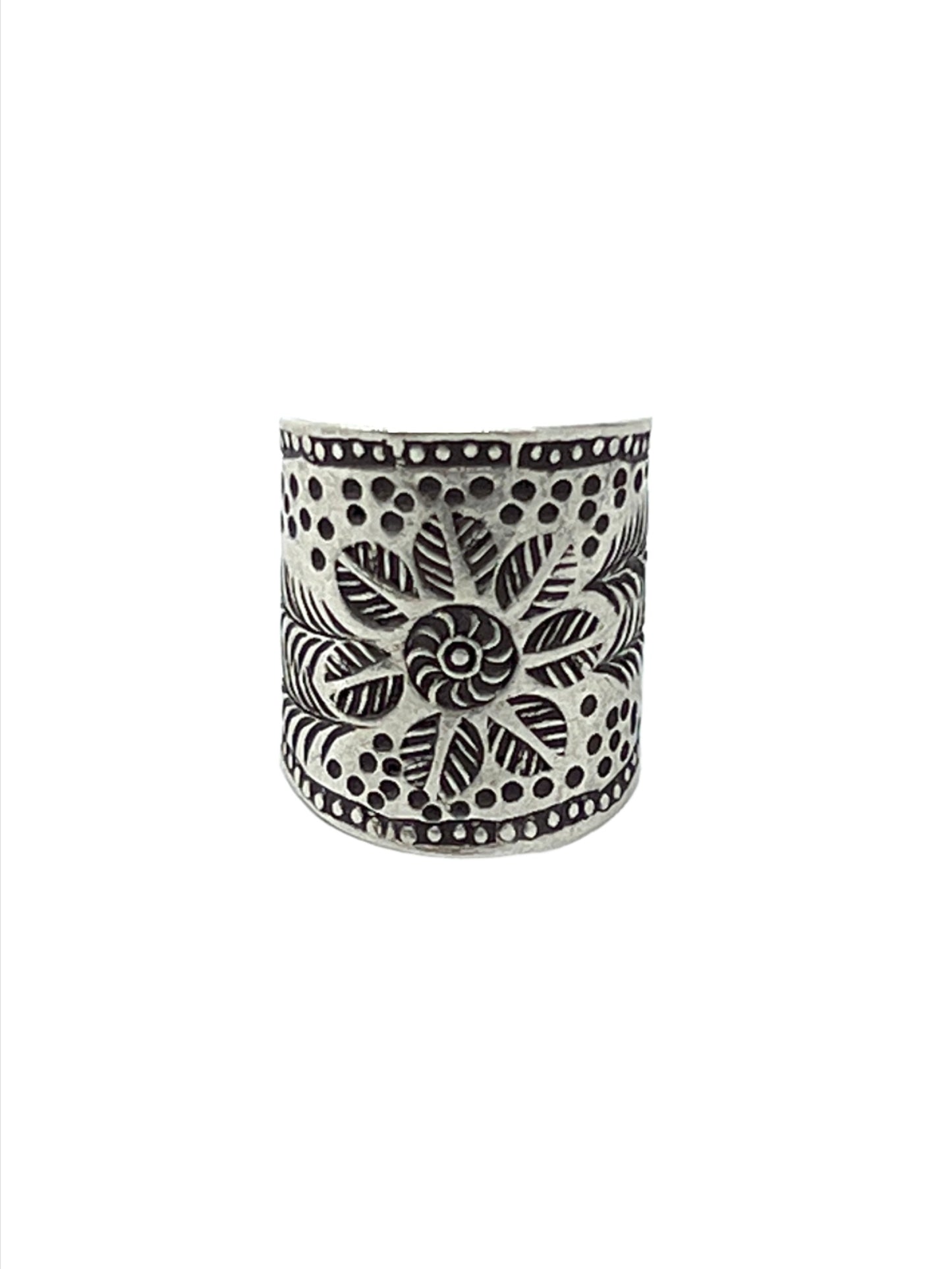 Sterling Silver Hill Tribe Flat Flower Ring