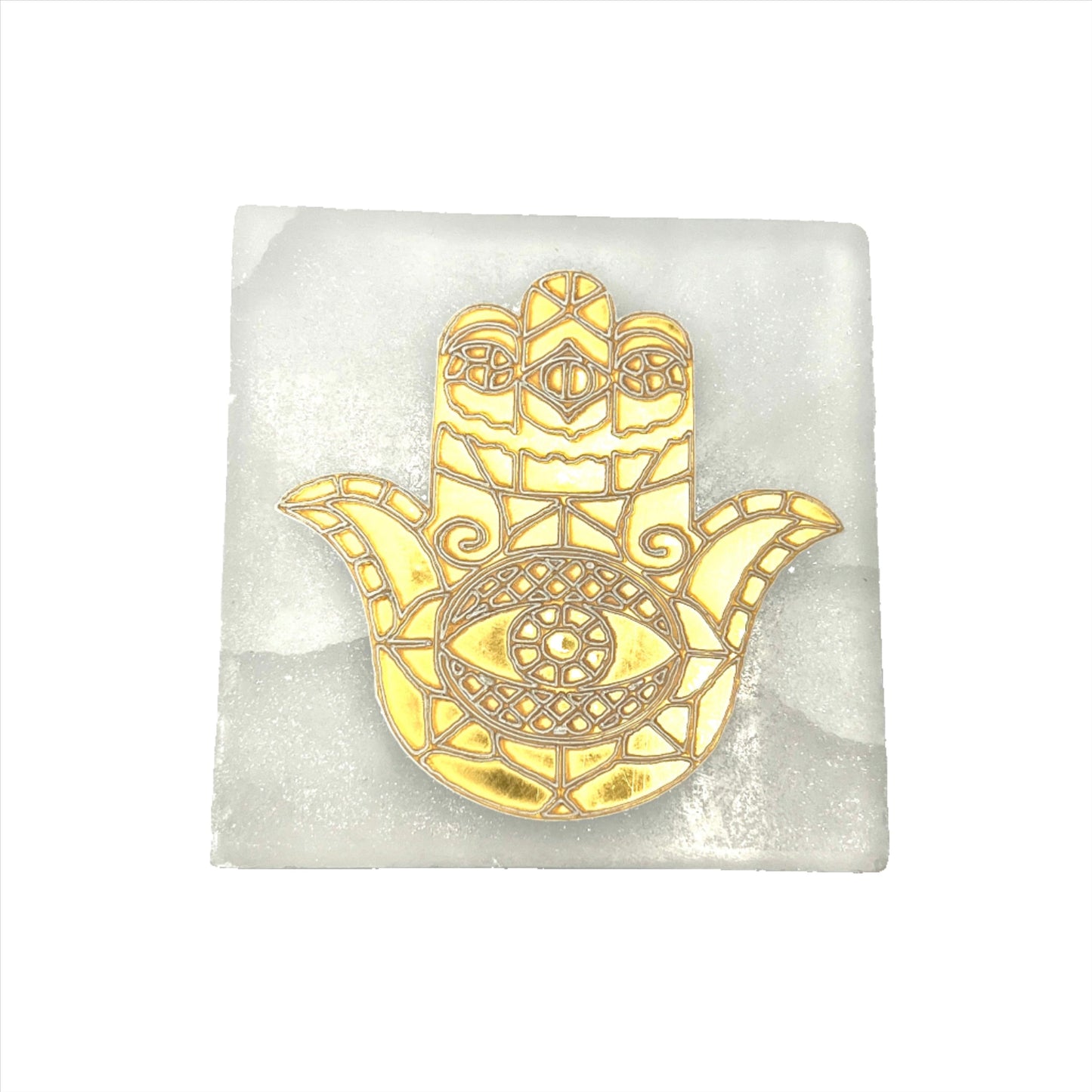 Hamsa Selenite Crystal Charging Cleansing Tile