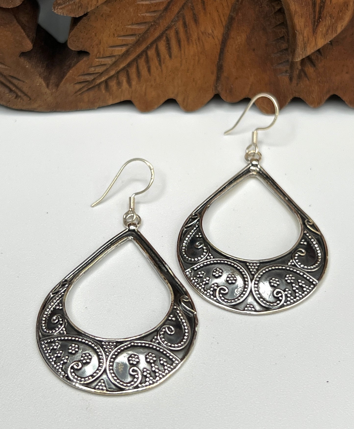 Oxidized Silver Shield Earrings