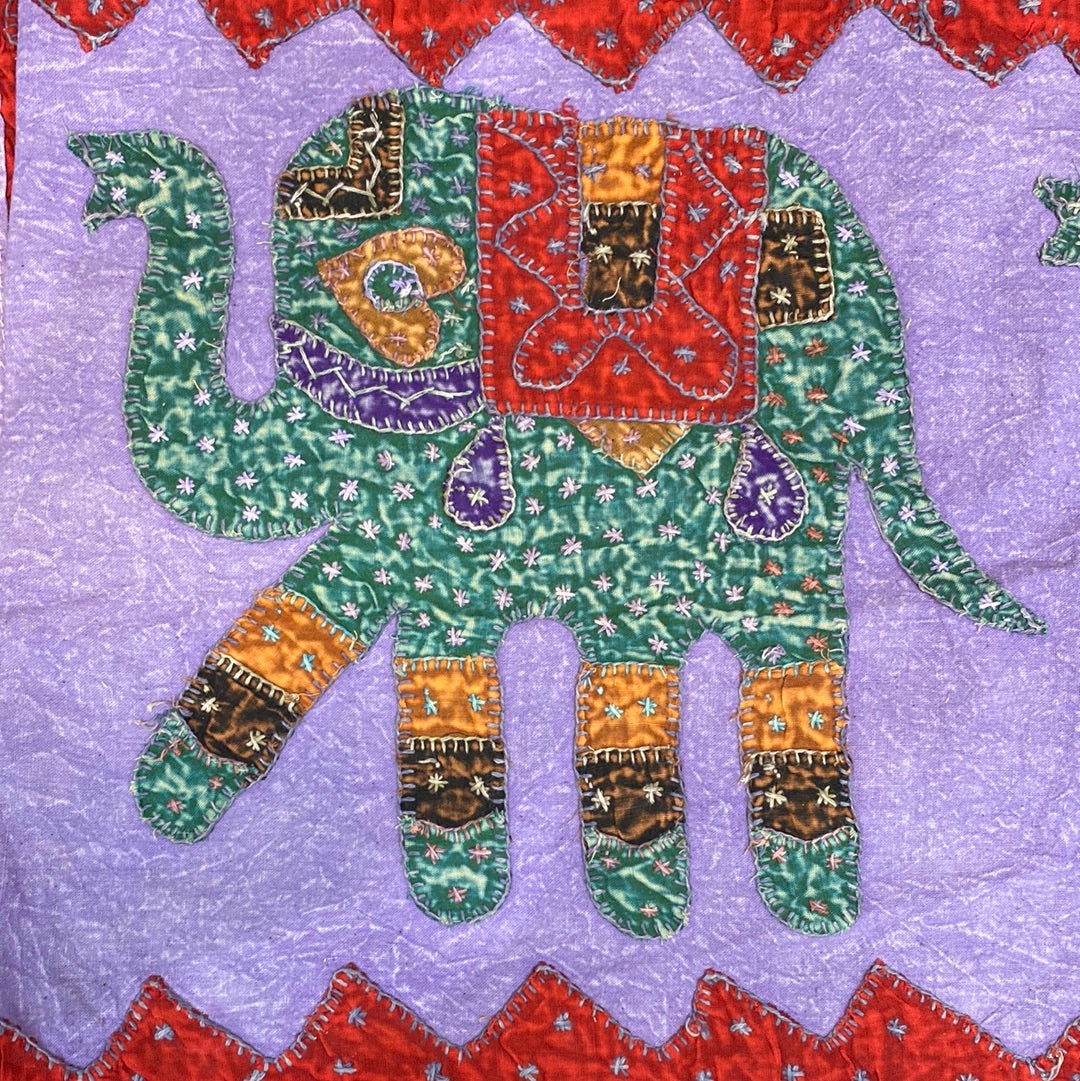 Long Embroidered Wall Hanging w Elephants