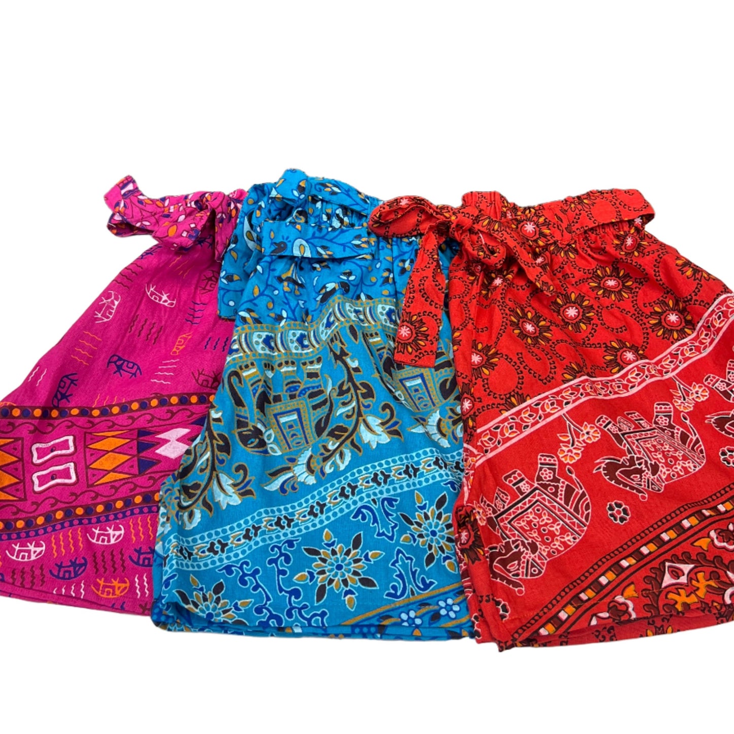 Block Print Tie Waist Shorts