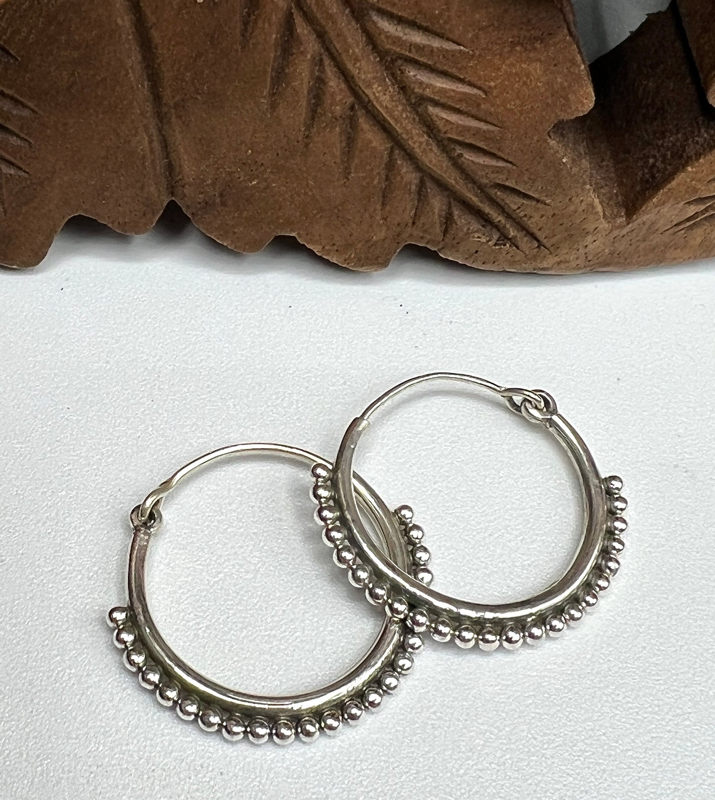 Small Beaded Decorative Hoop Earrings