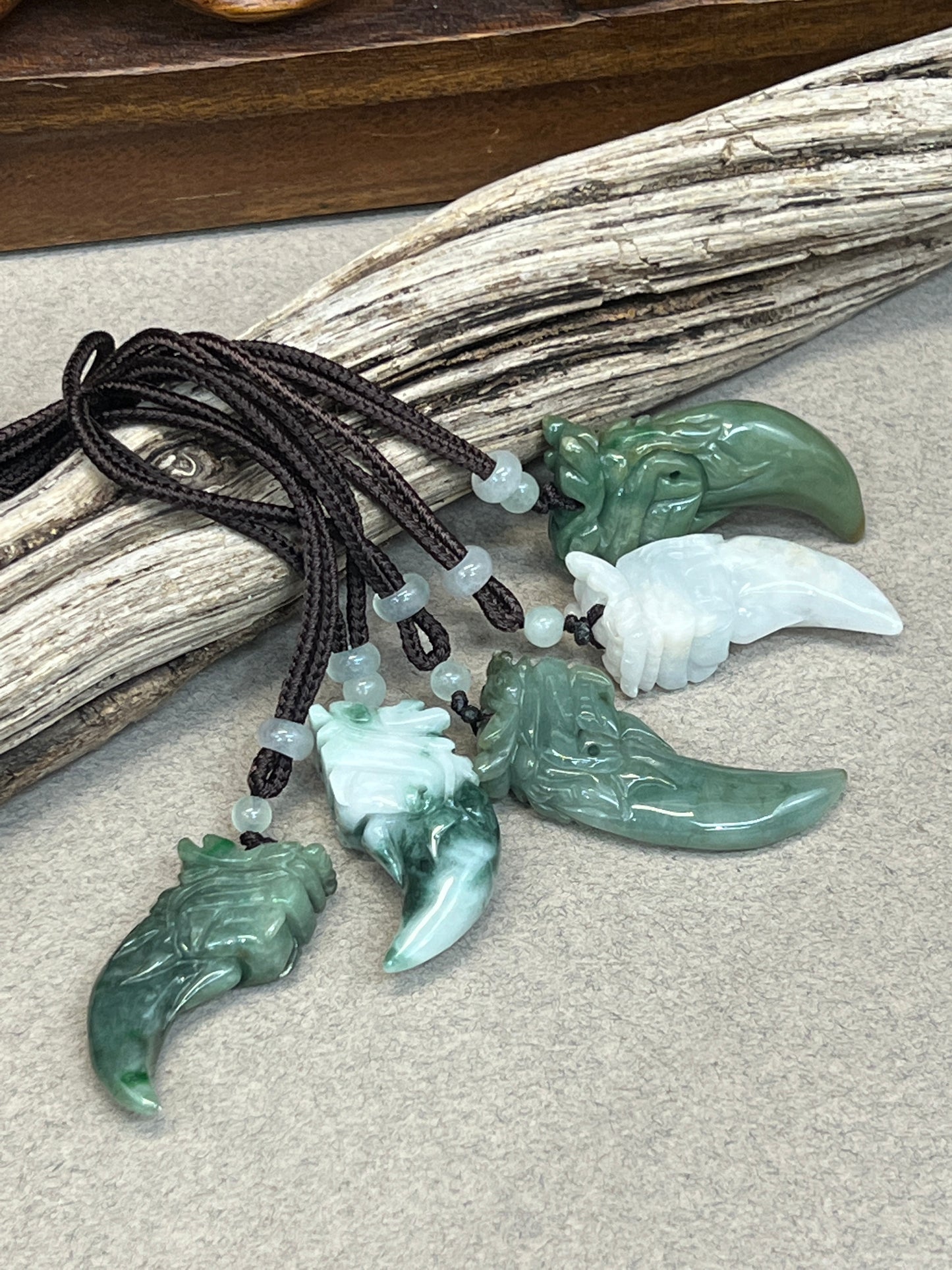 Burmese Jade Dragon Tooth Carved Necklace