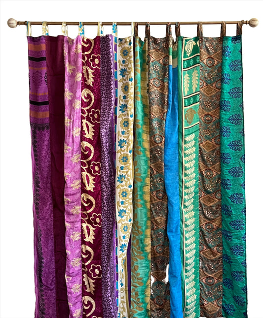 Silk Saree Patchwork Curtain Panels