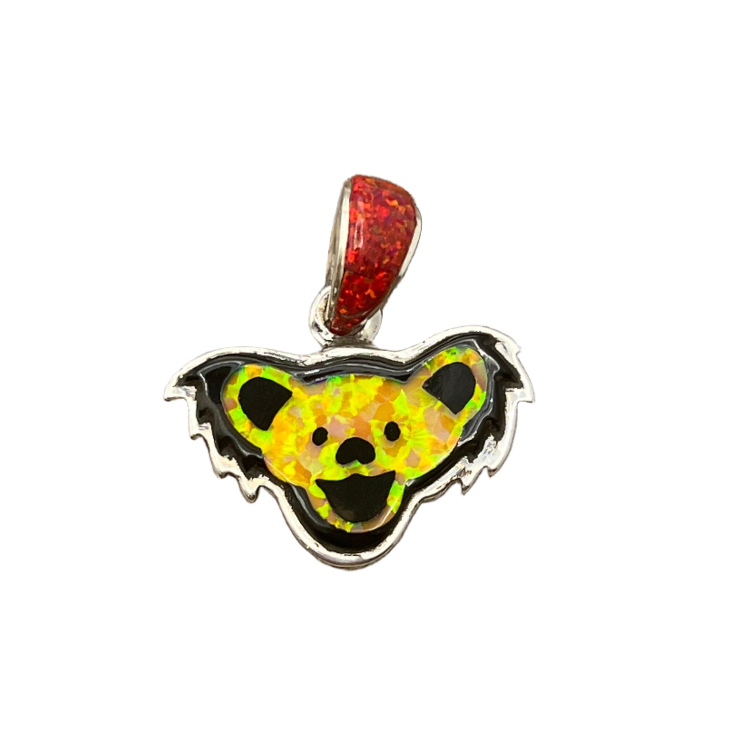 Inlaid Gemstone Grateful Dead Bear Pendants by David Freeland
